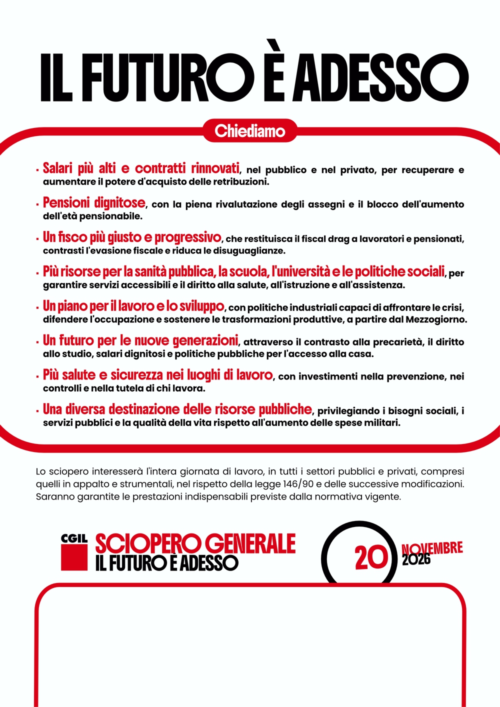 sciopero 20 11 2026 2
